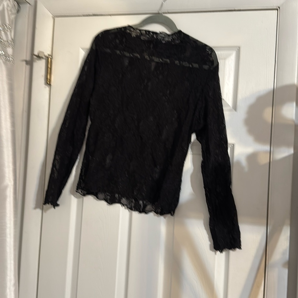 See-through lace long sleeve top